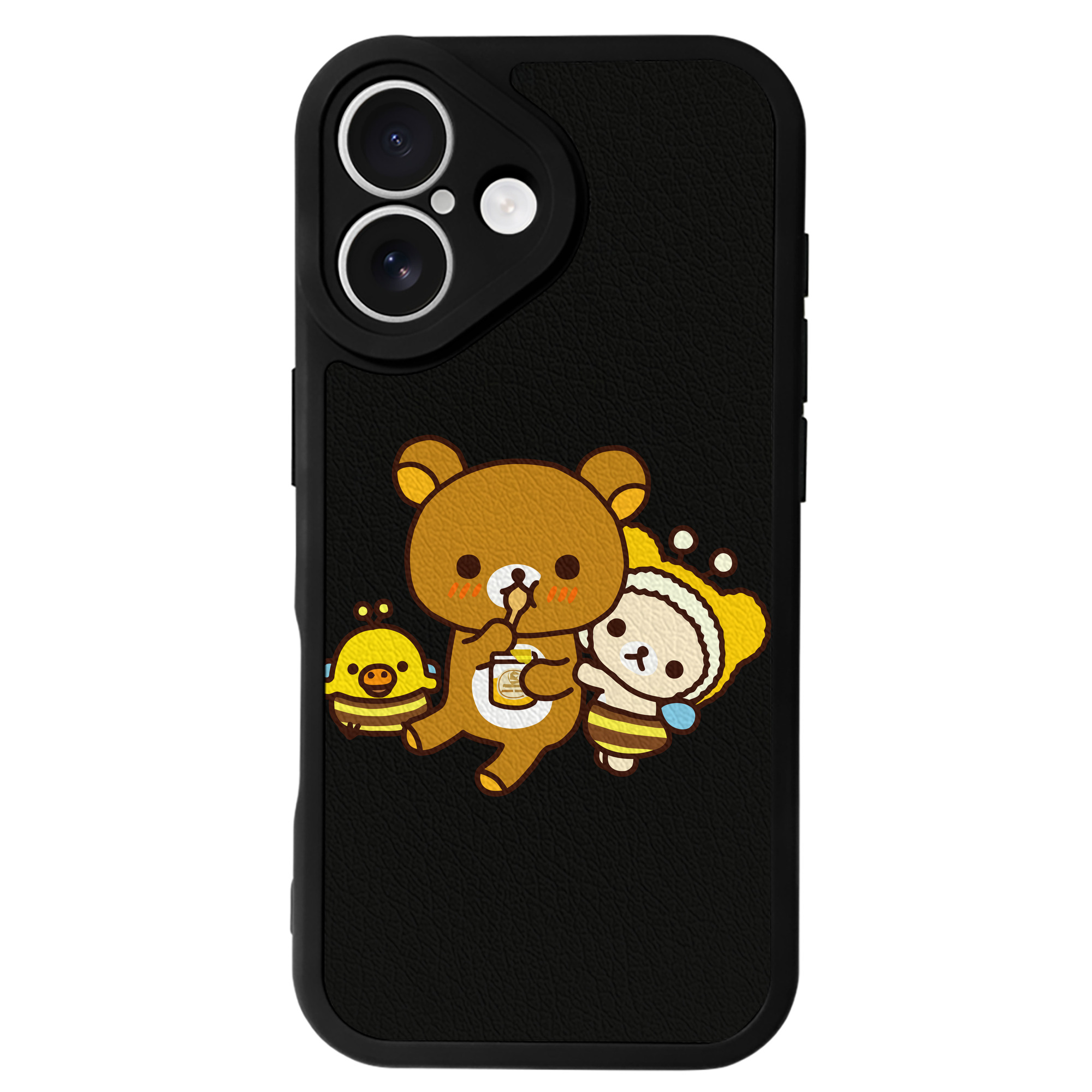 （画像用） リラックマ リラックマ キイロイトリ Rilakkuma Korilakkuma Kiiroitori 【iPhone 16シリーズ対応】シリコンスマホケース（レザー調） 材質：シリコン